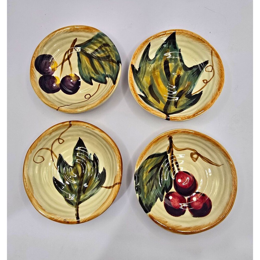 Tabletops Gallery Napa Hand Painted Set of 4 8in Ceramic Salad Plates Vintage